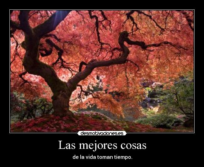 Las mejores cosas - de la vida toman tiempo.