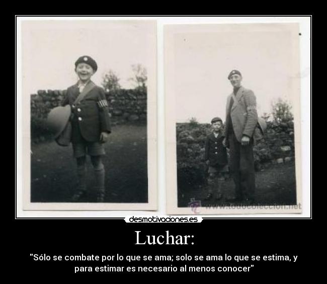 Luchar: - Sólo se combate por lo que se ama; solo se ama lo que se estima, y
para estimar es necesario al menos conocer