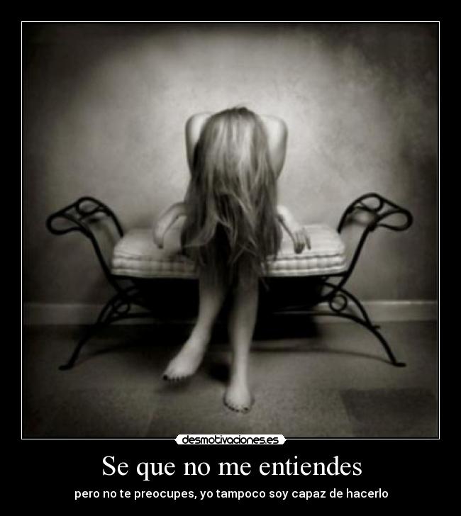 Se que no me entiendes - pero no te preocupes, yo tampoco soy capaz de hacerlo