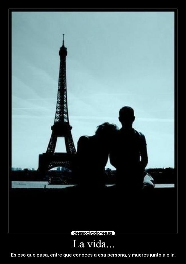 La vida... - Es eso que pasa, entre que conoces a esa persona, y mueres junto a ella.