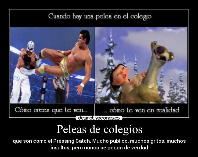 Peleas de colegios - que son como el Pressing Catch. Mucho publico, muchos gritos, muchos
insultos, pero nunca se pegan de verdad