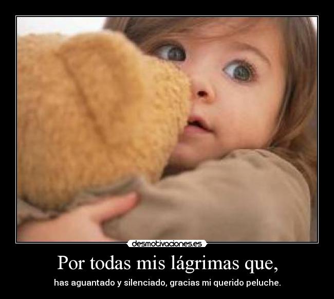 Por todas mis lágrimas que, - has aguantado y silenciado, gracias mi querido peluche.