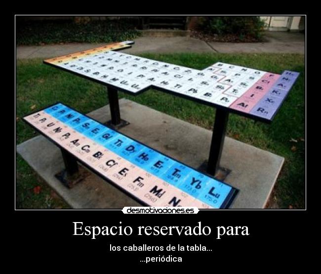 Espacio reservado para - los caballeros de la tabla...
...periódica