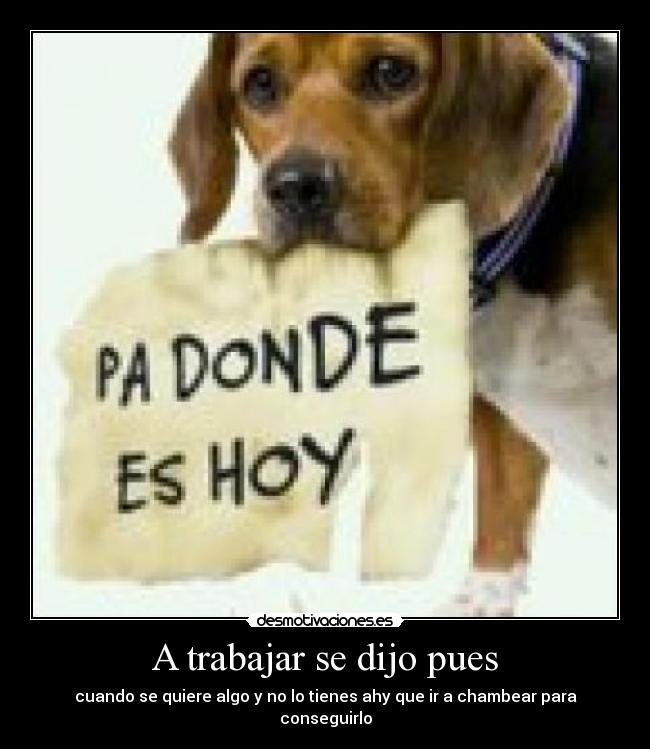 A trabajar se dijo pues - cuando se quiere algo y no lo tienes ahy que ir a chambear para conseguirlo
