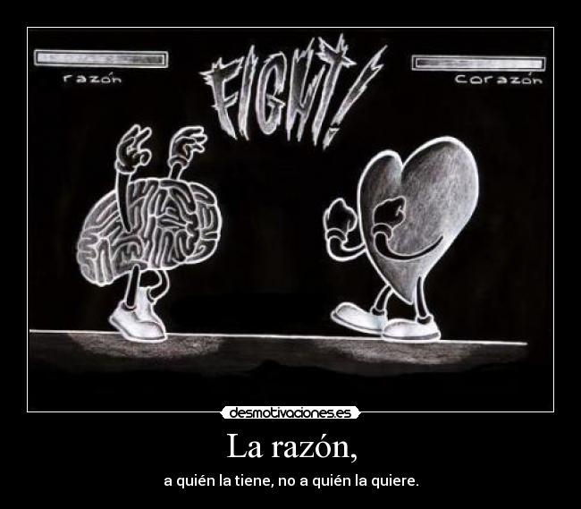 La razón, - a quién la tiene, no a quién la quiere.