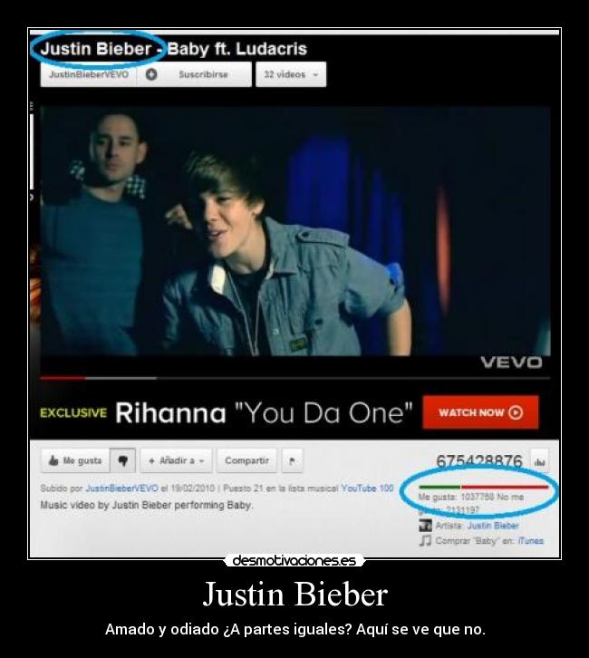 Justin Bieber - Amado y odiado ¿A partes iguales? Aquí se ve que no.
