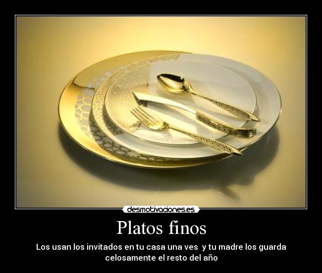 Platos finos - Los usan los invitados en tu casa una ves y tu madre los guarda
celosamente el resto del año