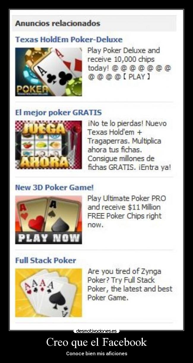 Creo que el Facebook - Conoce bien mis aficiones