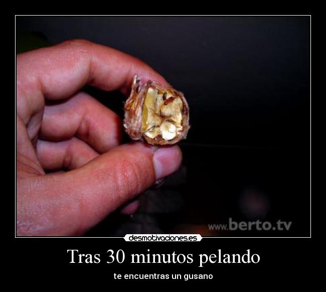 Tras 30 minutos pelando - te encuentras un gusano