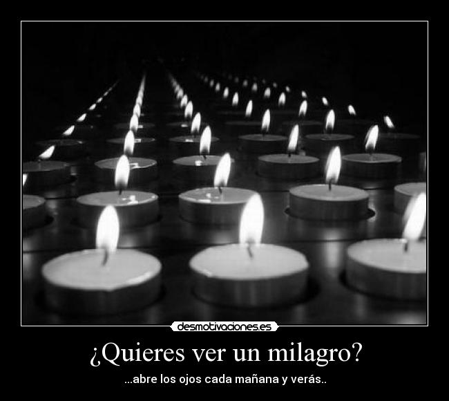 ¿Quieres ver un milagro? - ...abre los ojos cada mañana y verás..