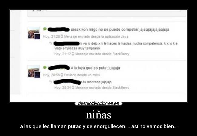 niñas - a las que les llaman putas y se enorgullecen.... así no vamos bien...