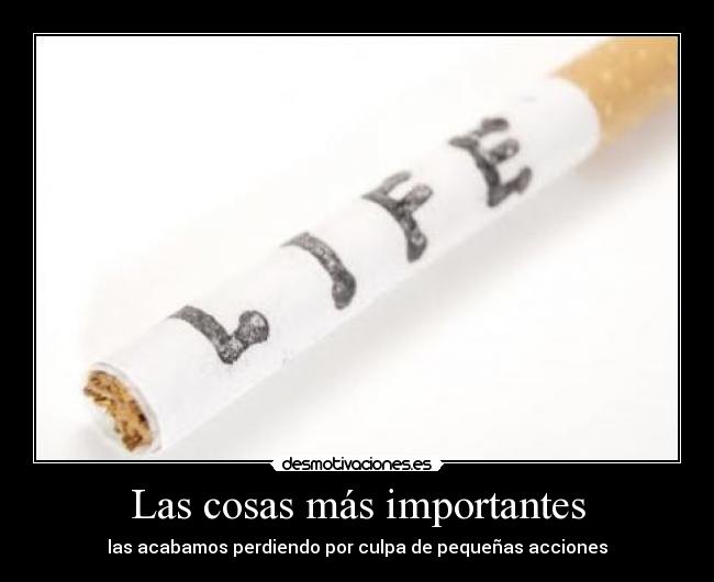 Las cosas más importantes - las acabamos perdiendo por culpa de pequeñas acciones