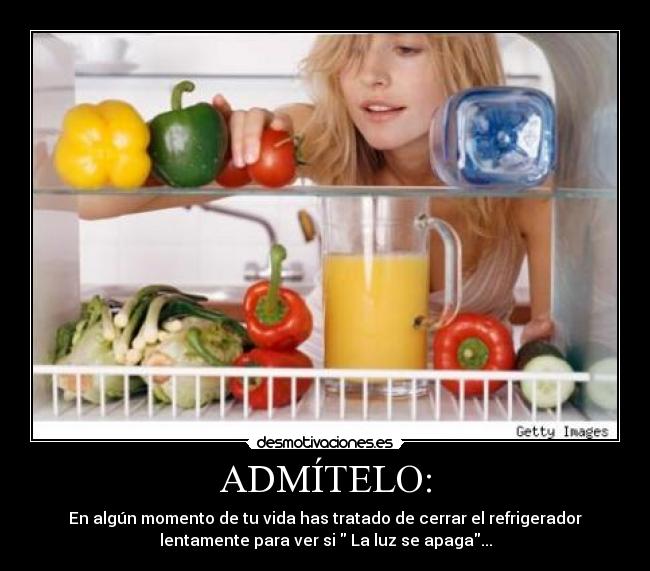 ADMÍTELO: - En algún momento de tu vida has tratado de cerrar el refrigerador
lentamente para ver si  La luz se apaga...