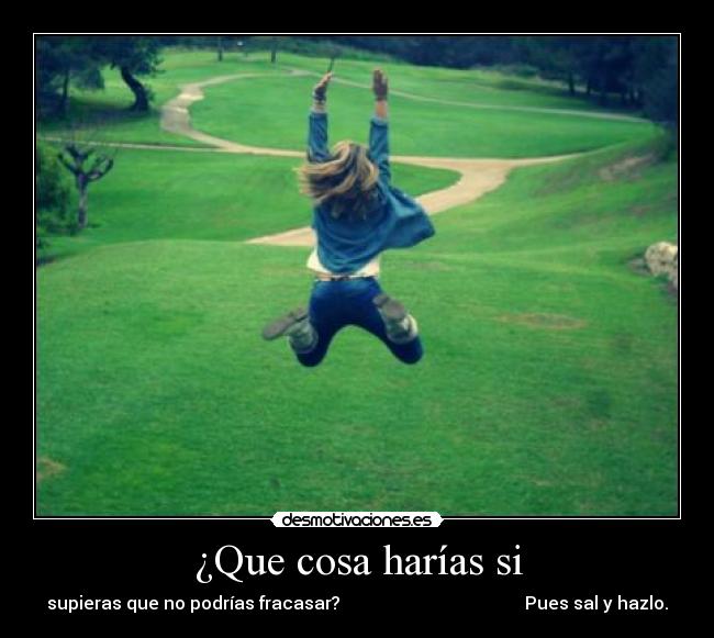 ¿Que cosa harías si - supieras que no podrías fracasar? Pues sal y hazlo.