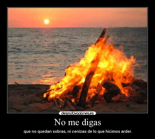 No me digas - que no quedan sobras, ni cenizas de lo que hicimos arder.