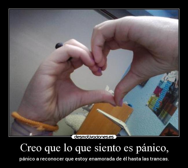 Creo que lo que siento es pánico, - pánico a reconocer que estoy enamorada de él hasta las trancas.♥