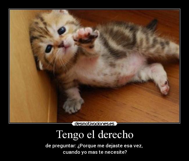 Tengo el derecho - de preguntar: ¿Porque me dejaste esa vez,
cuando yo mas te necesite?