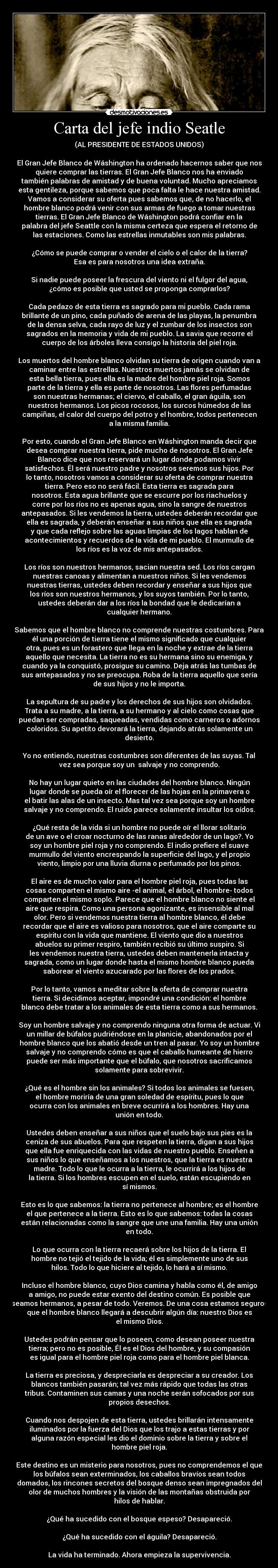 Carta del jefe indio Seatle -
