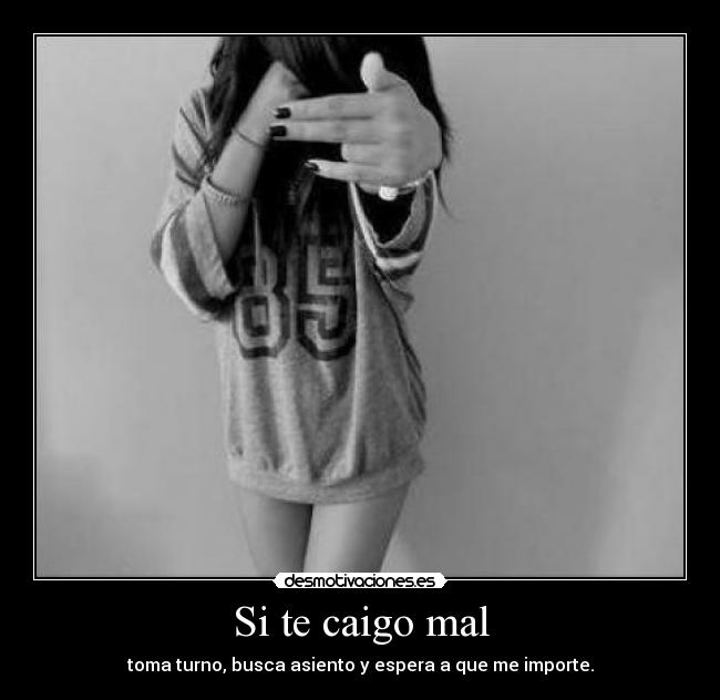Si te caigo mal - toma turno, busca asiento y espera a que me importe.