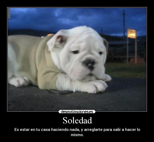 Soledad - Es estar en tu casa haciendo nada, y arreglarte para salir a hacer lo mismo.