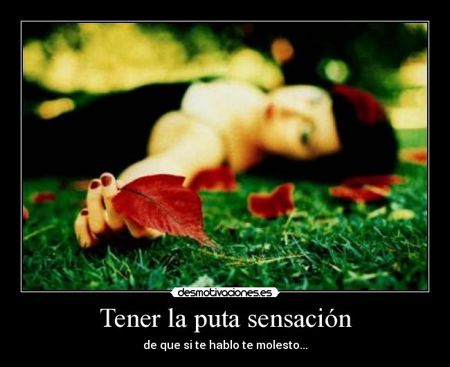 Tener la puta sensación - de que si te hablo te molesto...