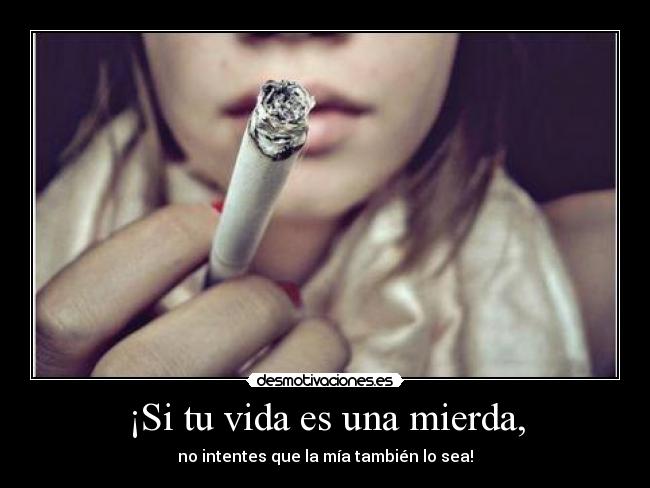 ¡Si tu vida es una mierda, - no intentes que la mía también lo sea!