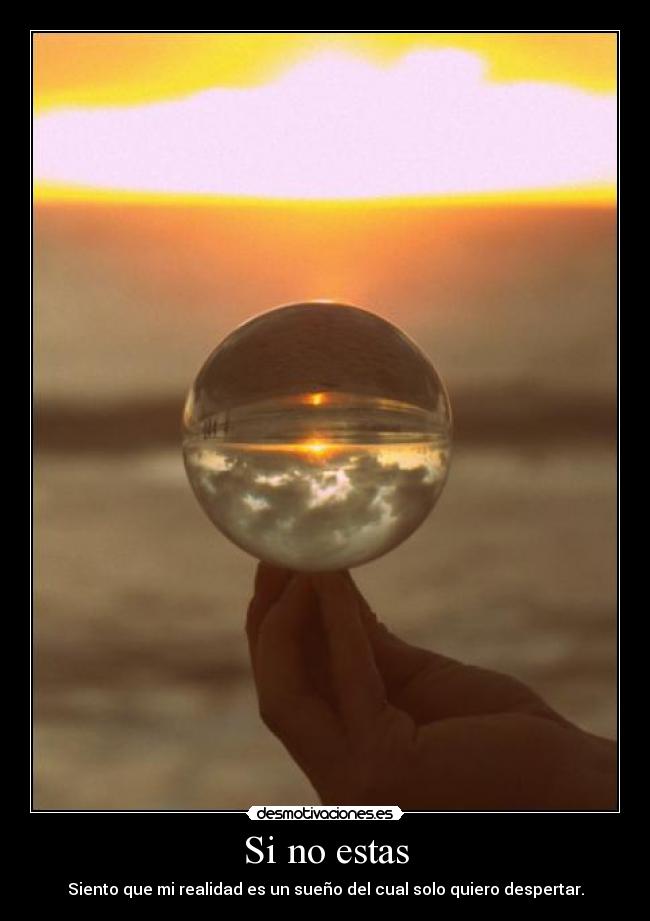Si no estas - Siento que mi realidad es un sueño del cual solo quiero despertar.