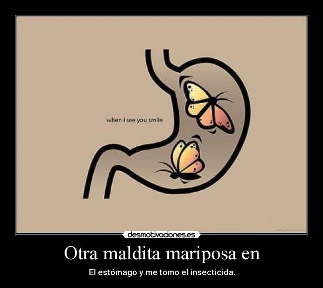 Otra maldita mariposa en - El estómago y me tomo el insecticida.