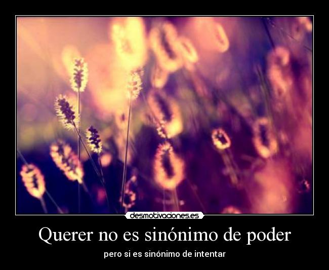 Querer no es sinónimo de poder - pero si es sinónimo de intentar