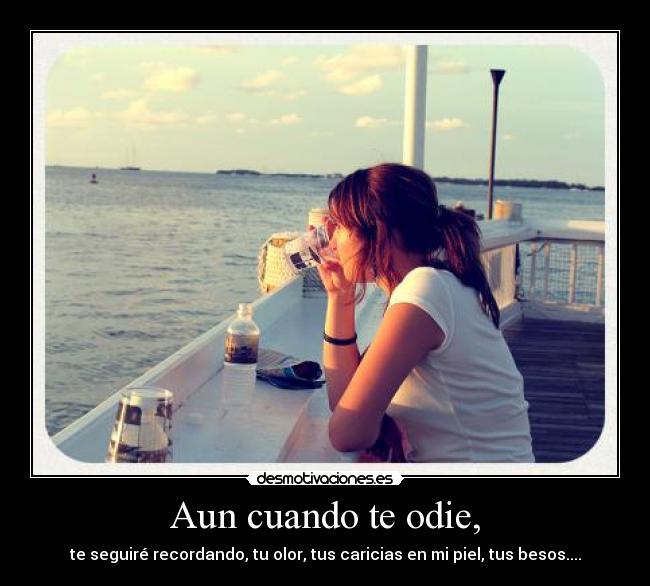 Aun cuando te odie, - te seguiré recordando, tu olor, tus caricias en mi piel, tus besos....
