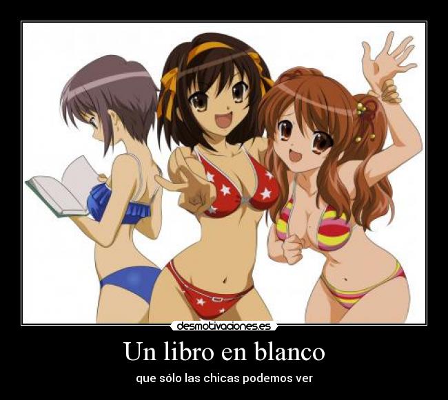 carteles haruhi yuki mikuru libro blanco desmotivaciones