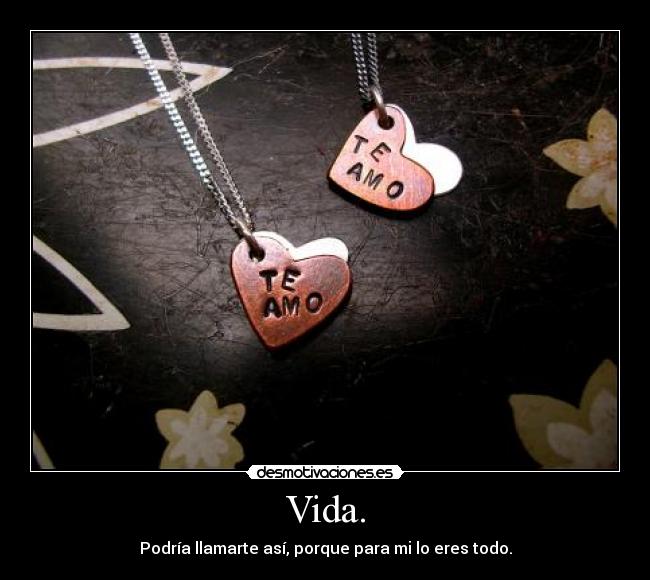 Vida. - Podría llamarte así, porque para mi lo eres todo.
