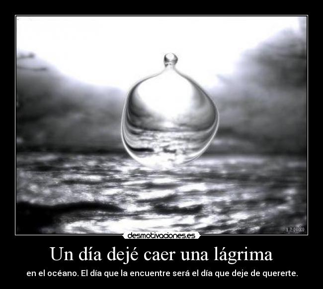 Un día dejé caer una lágrima - en el océano. El día que la encuentre será el día que deje de quererte.