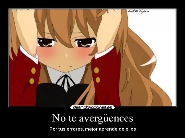 carteles taiga toradora animes frases verguenza errores mejor aprender frases desmotivaciones