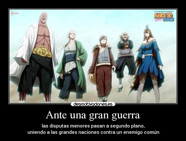 carteles guerra guerra naruto kages desmotivaciones