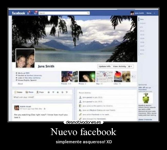 Nuevo facebook - simplemente asqueroso! XD