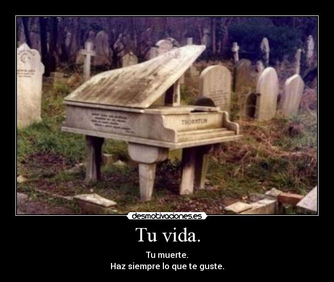 Tu vida. - Tu muerte.
Haz siempre lo que te guste.