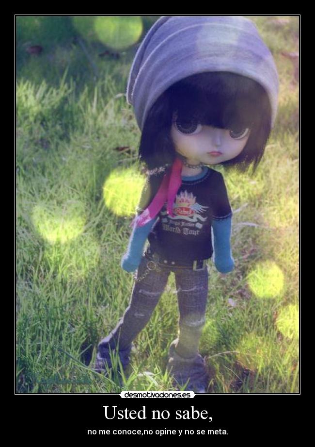Usted no sabe, - no me conoce,no opine y no se meta.