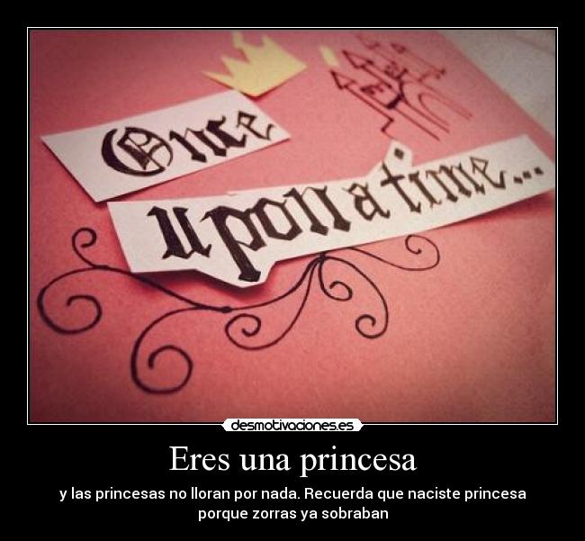 Eres una princesa - y las princesas no lloran por nada. Recuerda que naciste princesa
porque zorras ya sobraban