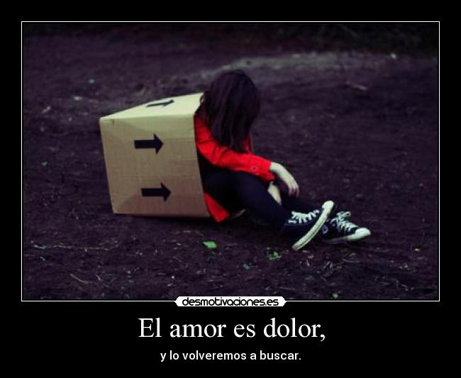 El amor es dolor, - y lo volveremos a buscar.