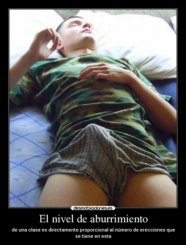 El nivel de aburrimiento - de una clase es directamente proporcional al número de erecciones que
se tiene en esta
