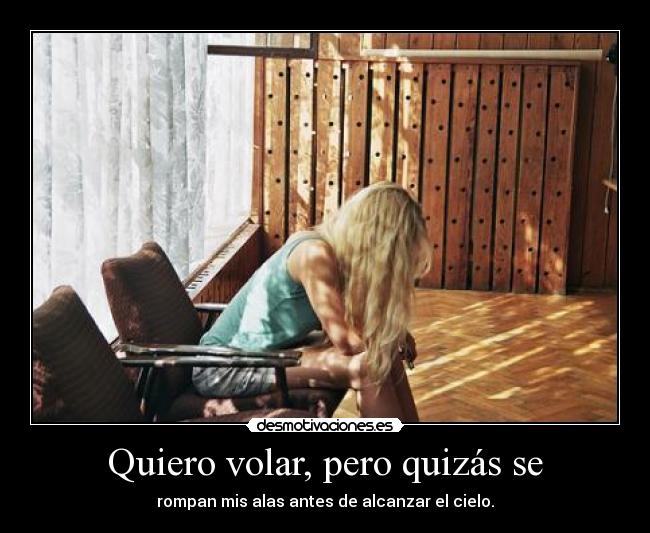 Quiero volar, pero quizás se - rompan mis alas antes de alcanzar el cielo.