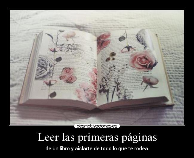 Leer las primeras páginas - de un libro y aislarte de todo lo que te rodea.