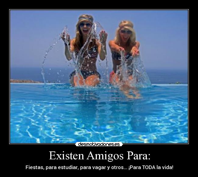 Existen Amigos Para: - Fiestas, para estudiar, para vagar y otros... ¡Para TODA la vida!