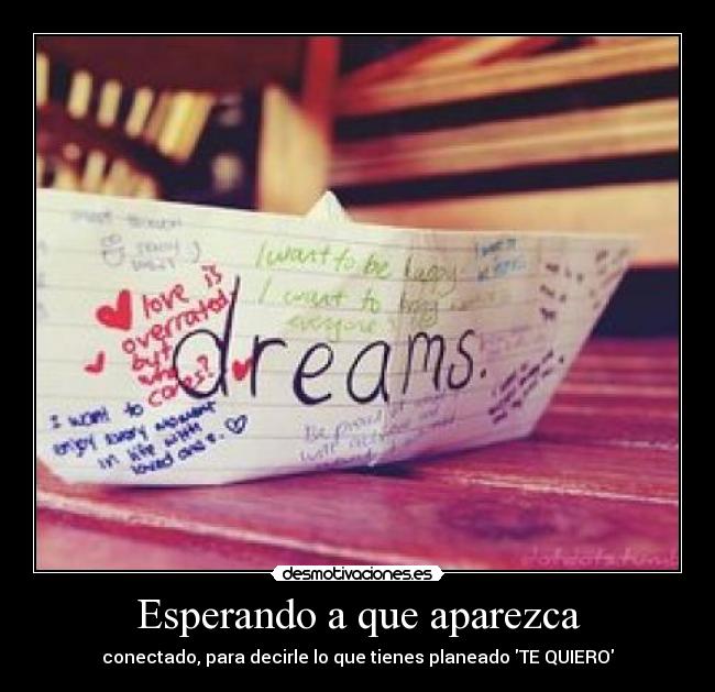 Esperando a que aparezca - conectado, para decirle lo que tienes planeado TE QUIERO