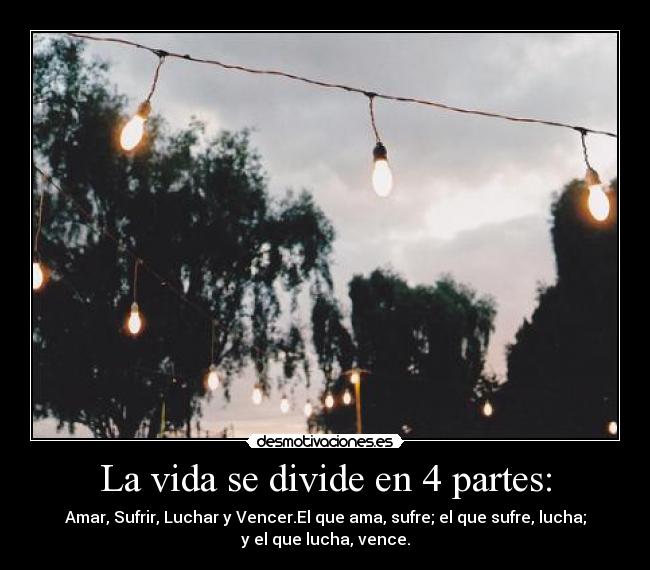 La vida se divide en 4 partes: -