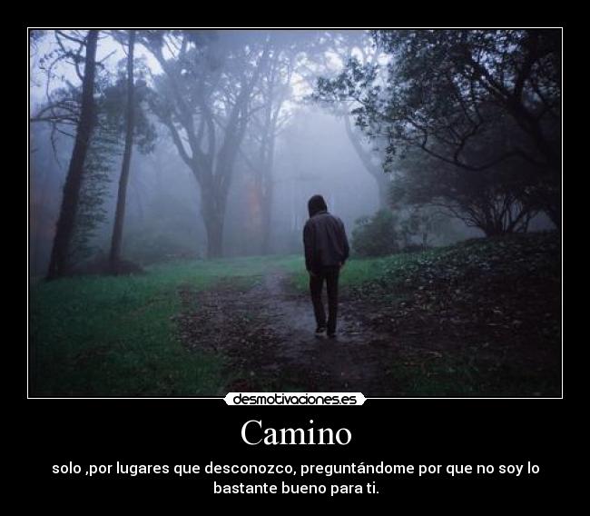 Camino - solo ,por lugares que desconozco, preguntándome por que no soy lo
bastante bueno para ti.