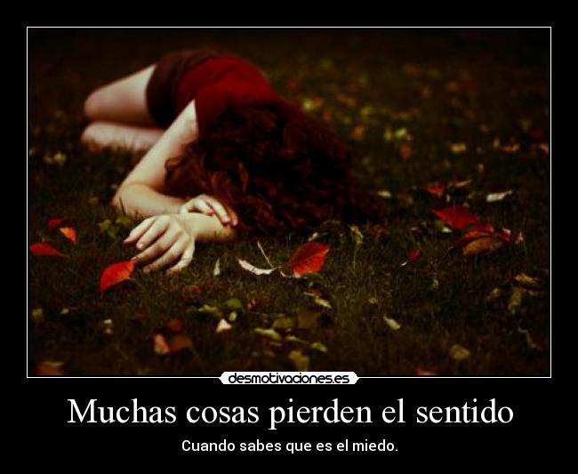 Muchas cosas pierden el sentido - Cuando sabes que es el miedo.