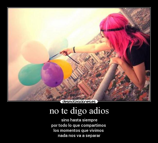 no te digo adios - sino hasta siempre
por todo lo que compartimos 
los momentos que vivimos 
nada nos va a separar