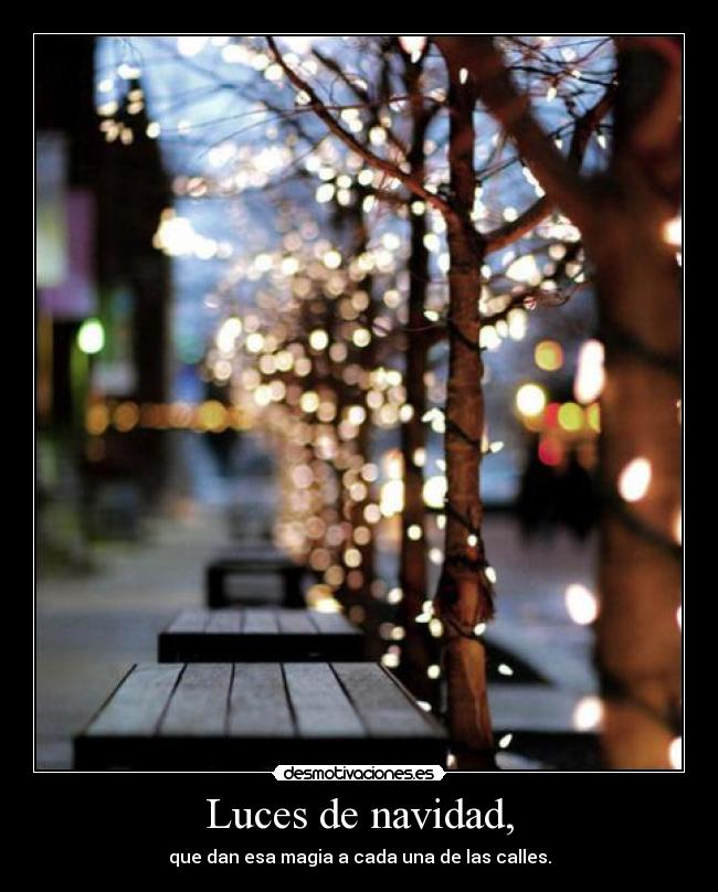 Luces de navidad, - que dan esa magia a cada una de las calles.